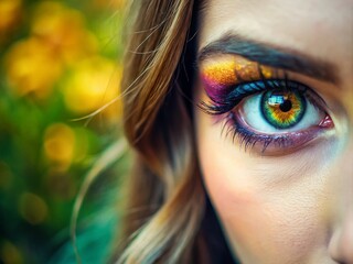 Fototapeta premium Macro Close-Up of Beautiful Eye Blinking in Slow Motion at 180 FPS for Stunning Visuals and Detail