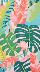 Vibrant tropical leaf pattern