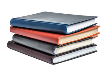 Stacked Colorful Books on a White Background