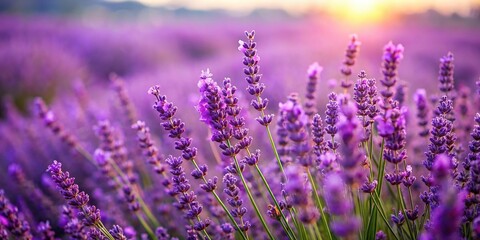 Obraz premium A field of purple lavender plants swaying in the breeze, natural scenery, rural charm, rolling hills, flower meadow, lavender fields