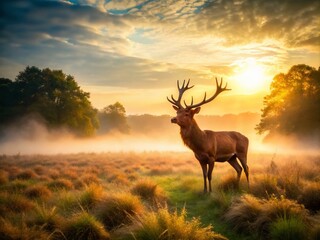Majestic Stag in Misty European Wilderness: Stunning Landscape Photography for Nature Lovers