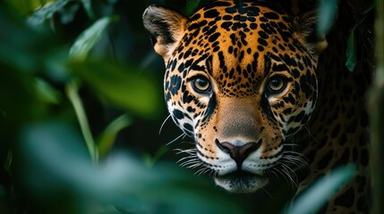 Fototapeta premium Jaguar Lurking in Shadows of the Jungle