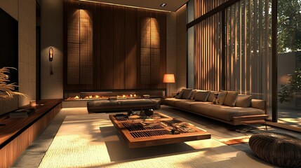 Fototapeta premium Modern Cozy Living Room with Elegant Sofa