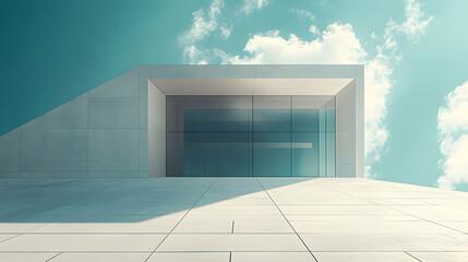 Obraz premium Minimalist Architectural Design of a Modern Building with Clean Lines and Open Spaces