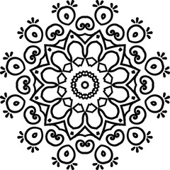 Mandala Art Line Work Circular Pattern in Form of Mandala With Flower for Henna, Mehndi, Tattoo, Decoration Decorative Ornament in Ethnic Oriental Style.