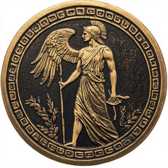gold and black greek mythology coin medallion image