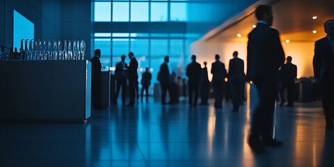 Blurred business people meeting in modern office building conference room, meeting, corporate