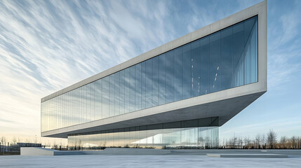 Modern Urban Architecture Featuring Minimalist Glass Facade in a Contemporary Cityscape