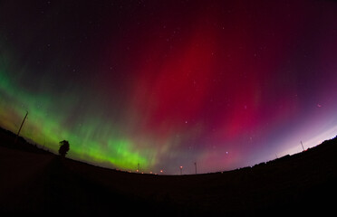 Red aurora in the sky