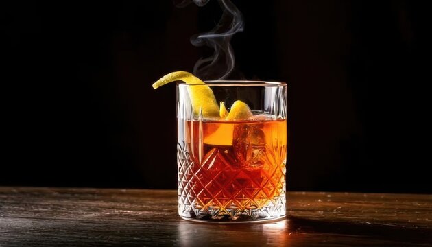 sazerac drink on black background