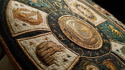 Beautiful Close-Up of Zodiac Tapestry Art
