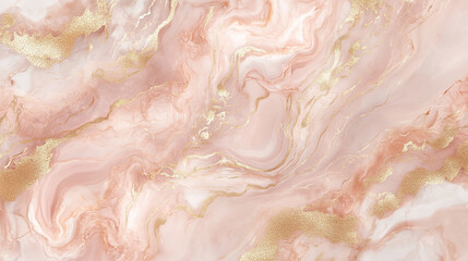 Abstract Peach and Gold Marble Texture with Fluid Lines