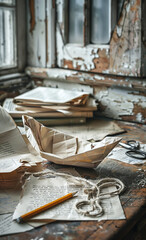 An origami boat made of brown paper
