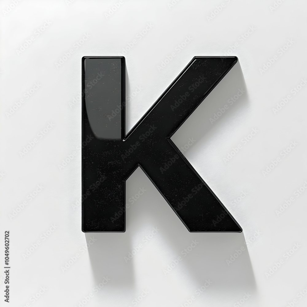 Fototapete Minimalist Letter K Design with Shadow Effect Creating a 3D Illusion on a Clean Background