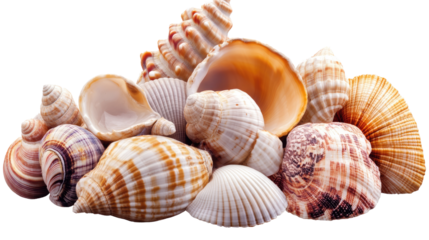 A beautiful collection of various seashells gathered from the beach, showcasing the colors and textures of nature’s marine treasures