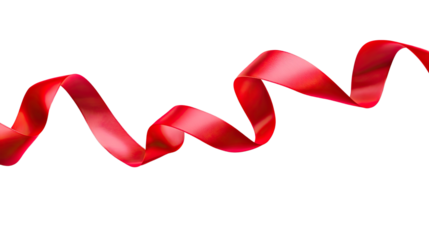 Red heart made of a red ribbon on a white background