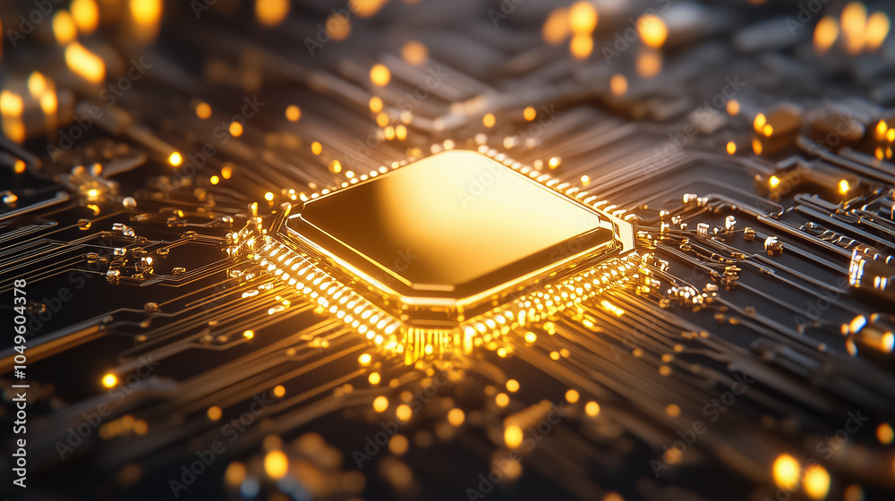Poster a detailed view of quantum computing components illuminating the intricate network of circuits and c