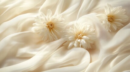 Thank you card mockup with floral decor on soft fabric background, customizable text space, elegant and warm look