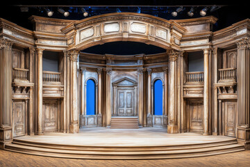 Obraz premium Elegant Theater Stage with Open Curtain Design