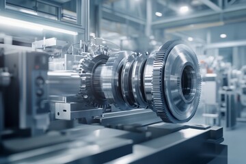 Intricate industrial turbine component showcased in a precision engineering manufacturing setting