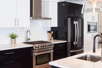 Fototapeta premium Black Stainless Steel Appliances Modern and sleek