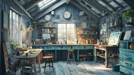 Naklejka premium Rustic Barn Transformed into Craft Studio