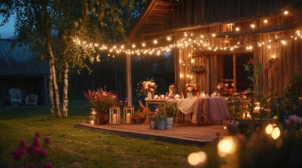 Obraz premium Cozy Rustic Barn Event Space at Dusk