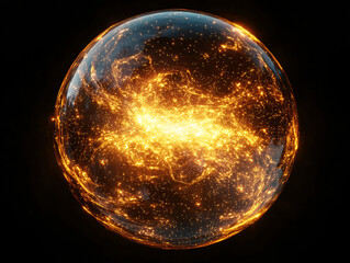 a glowing, fiery, and golden sphere. It is spinning and emitting sparks.