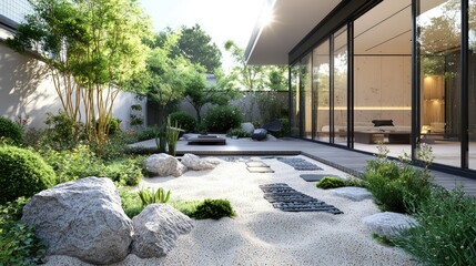 Fototapeta premium Serene Korean Minimalist Outdoor Space