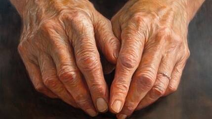 Fototapeta premium Aged hands, beautifully detailed, symbolize wisdom and the passage of time, encouraging a sense of reflection on the love