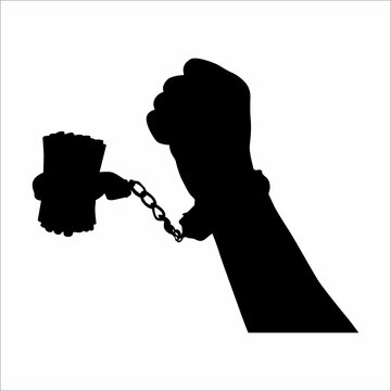 hand chained to money silhouette