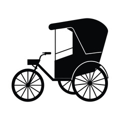 Rickshaw vector silhouette with white background