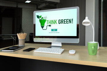 Fototapeta premium Green business transformation for modish corporate business to thank green marketing strategy
