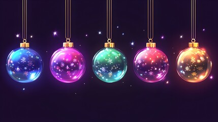 Obraz premium Colorful christmas baubles with snowflake design transparent background