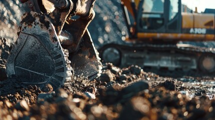 Naklejka premium Excavator symbolizes the essence of construction and heavy equipment, AI generated image