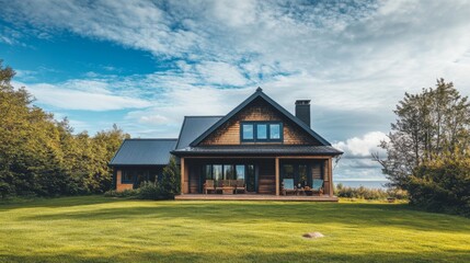 Obraz premium Charming Countryside Home with Scenic Background