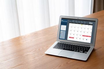 Calendar on computer software application for modish schedule planning for personal organizer and online business