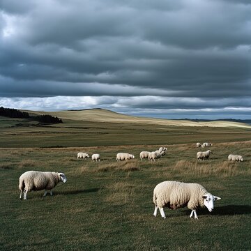 Sheep grazing in a field, Lumsden, Southland, New Zealand