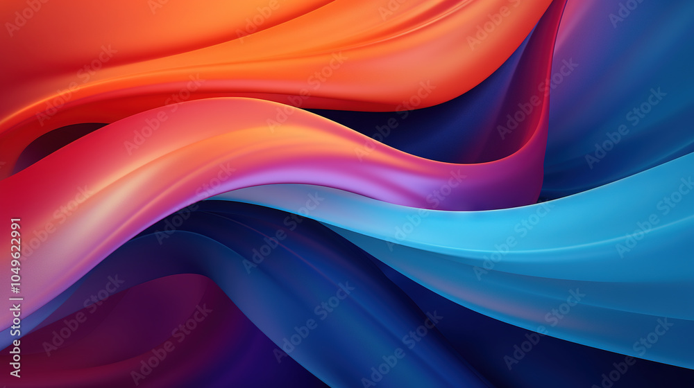 Poster vibrant abstract blue and purple waveform with fluid motion and colorful gradients
