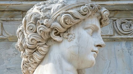Fototapeta premium Intricate Classical Statue with Detailed Hairstyle