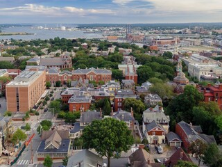 Brown University campus and the First Church of Christ, Scientist in College Hill, Providence,...