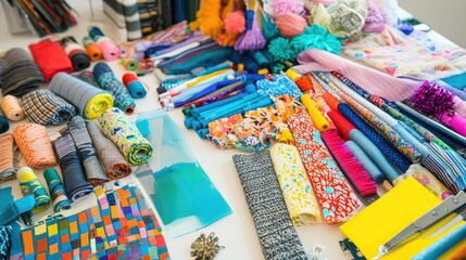 Colorful Fabrics in a Bright Sewing Workshop