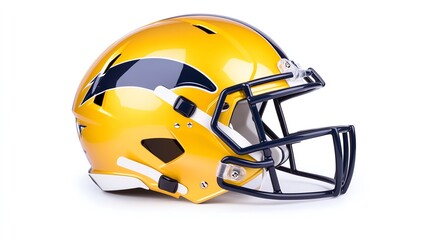 Fototapeta premium American football helmet, yellow and black, white isolated background.