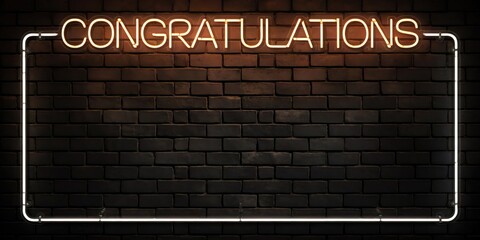 Fototapeta premium Bright Neon Congratulations Sign on Dark Background