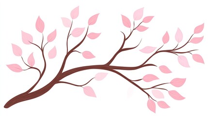 Fototapeta premium Pink leaf branch design, white isolate background