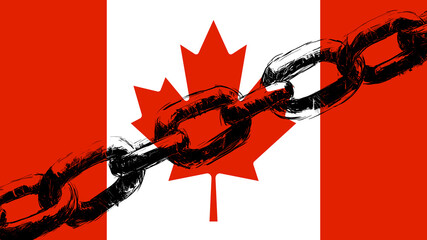 A Chain Stretched Across a Canadian Flag