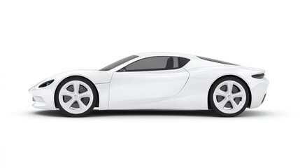 Obraz premium Sleek white sports car, modern design, isolated on white background.