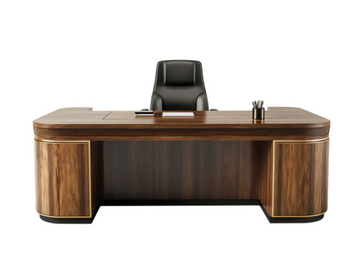 Office desk isolated on transparent background. PNG file, cut out