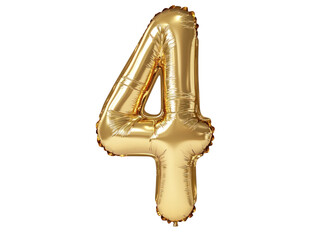 Obraz premium Gold Balloon Number Four for Celebrations