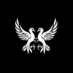 Fototapeta premium Elegant Positive-Negative Space Logo for Russian Jewelry Brand Supporting Anti-War Movement, Featuring Peace Symbols with a Gemstone in Minimalist Design – Conveying Unity, Resilience, and Hope